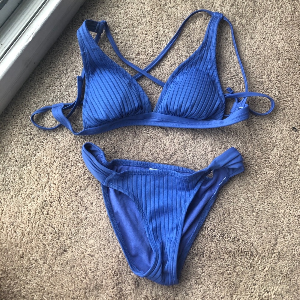 Target, blue ribbed bathing suit. Size XS